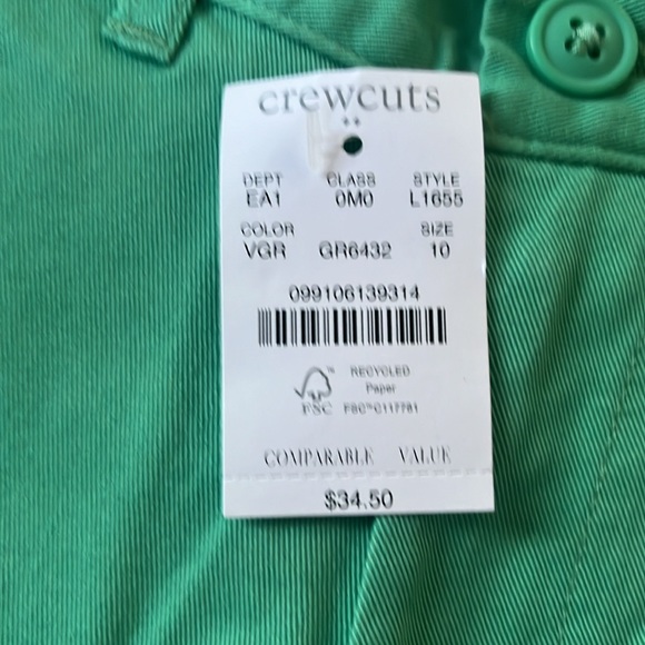 Green Crewcuts shorts size 10. NWT - Picture 4 of 4
